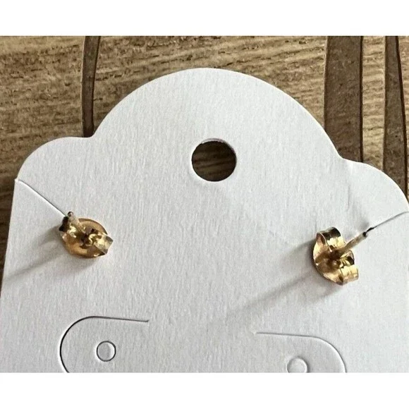 925 Sterling Silver Gold Vermeil Blue Topaz & Diamond Stud Post Earrings 1.2g - Picture 2 of 12